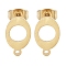 Oval Ion Plating(IP) 304 Stainless Steel Stud Earring Findings, with Loop, Golden, 12x7.5mm, Hole: 1.2mm, Pin: 0.8x11mm