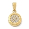 Ion Plating(IP) 304 Stainless Steel Micro Pave Cubic Zirconia Pendants, Flat Round, 11x8.5x2.5mm, Hole: 4.5x2.5mm