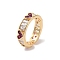 Brass Micro Pave Cubic Zirconia Open Cuff Rings, Heart, Fuchsia, Inner Diameter: 16.2mm