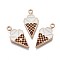 Rack Plating Alloy Enamel Pendants, Cadmium Free & Nickel Free & Lead Free, Light Gold, Origami Ice Cream Cone, Sienna, 23x11x2mm, Hole: 1.8mm