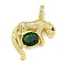 Brass Micro Pave Cubic Zirconia Pendants, Leopard, Green, Real 18K Gold Plated, 31x31.5x8mm, Hole: 6.5x4.5mm