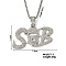 Hip-hop Brand Alloy Crystal Rhinestone SB Letter Pendant Necklaces, Platinum, 23.62 inch(60cm)