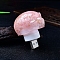 Resin Pig Shape USB Night Light, with Natural Rose Quartz Chips inside Night Lamp for Bedroom Home Decor, 58x39x48mm