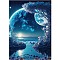 Moon DIY Natural Scenery Pattern 5D Diamond Painting Kits, Light Blue, 400x300mm