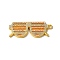 Alloy Enamel Pendant, with Rhinestones, Cadmium Free & Lead Free, Glasses Shape Charms, Golden, 19x49.5x3mm, Hole: 2.5mm