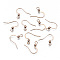 304 Stainless Steel Earring Hooks, Ear Wire, with Horizontal Loop, Cadmium Free & Nickel Free & Lead Free, Rose Gold, 15~17x18~19mm, Hole: 2mm, 21 Gauge, Pin: 0.7mm