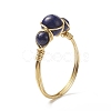 Natural Lapis Lazuli Round Braided Beaded Finger Ring RJEW-JR00550-03-1