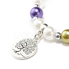 Imitation Pearl Beaded Stretch Bracelet with Drop Charm for Women BJEW-JB07639-5