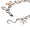 Synthetic Turquoise Starfish & Natural Shell & Shell Pearl Charm Bracelet BJEW-TA00217-5