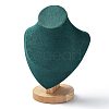 Velvet Bust Necklace Display Stands with Wooden Base ODIS-Q041-02A-01-2