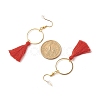 Ring with Cotton Tassel Dangle Earring EJEW-JE04837-6