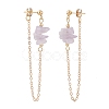 Natural Amethyst Chip Beads Dangle Stud Earrings for Women EJEW-TA00028-04-3