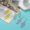 Japanese Seed Braided Feather Dangle Earrings EJEW-MZ00001-2