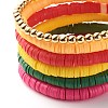 Synthetic Hematite & Polymer Clay Heishi Beads Stretch Bracelets Set BJEW-JB07382-5