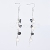 Natural Snowflake Obsidian Dangle Earrings EJEW-JE02733-03-1