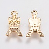 Brass Micro Pave Cubic Zirconia Charms KK-A144-053G-2