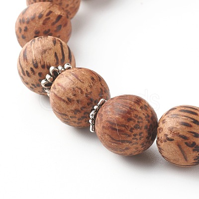 Natural Coconut Wood Beads Stretch Bracelets BJEW-JB06642-02-1