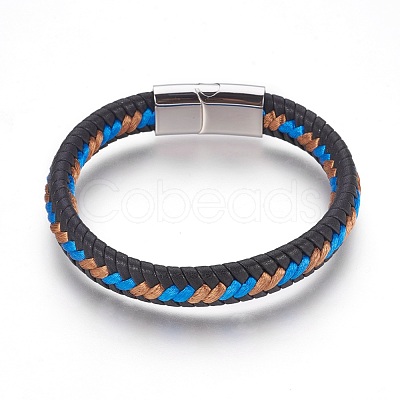 Braided Leather Cord Bracelets BJEW-F349-02P-04-1