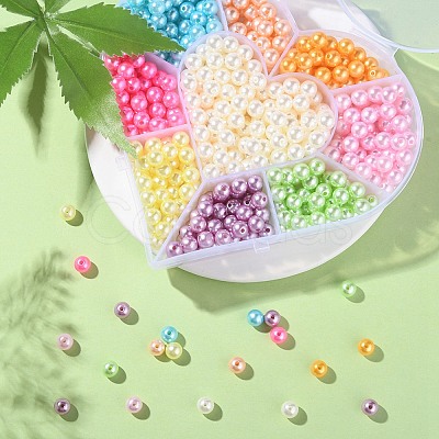 9 Style Spray Painted ABS Plastic Imitation Pearl Beads OACR-YW0001-42-1