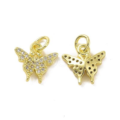 Brass Micro Pave Clear Cubic Zirconia Charms KK-E068-VF056-1