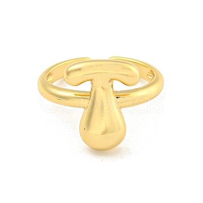 Brass Letter Open Cuff Rings for Women RJEW-G313-01T-G-1