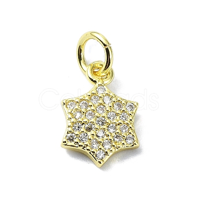 Brass Micro Pave Clear Cubic Zirconia Charms KK-H475-59G-05-1