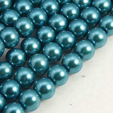 Pearlized Glass Pearl Round Beads Strands X-HY-10D-B52-1