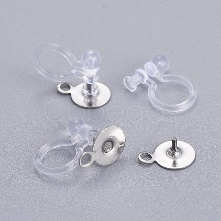 304 Stainless Steel Clip-on Earring Component STAS-L238-080P-1