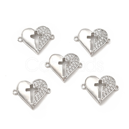Brass Micro Pave Clear Cubic Zirconia Connector Charms KK-E068-VB351-1