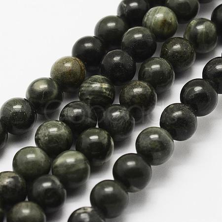 Natural Green Wood Lace Stone Beads Strands G-J358-04-6mm-1