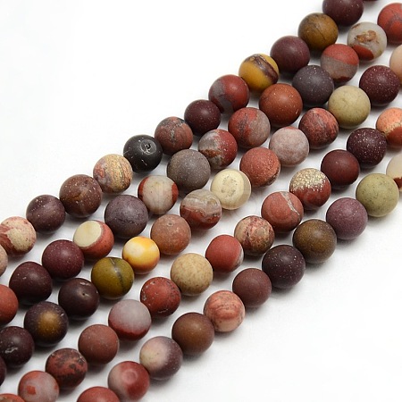 Frosted Natural Mookaite Round Bead Strands G-M064-6mm-11-1