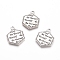 Rack Plating Tibetan Style Alloy Pendants, Hexagon with Word Be Yourself, Antique Silver, 21.5x17x1.5mm, Hole: 1.5mm