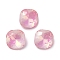 Glass Rhinestone Cabochons, Point Back & Back Plated, Faceted, Square, Light Rose, 8x8x4mm