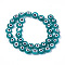 Handmade Evil Eye Lampwork Beads Strands, Flat Round, Cadet Blue, 9.5x3.5mm, Hole: 1.2mm, about 38pcs/strand, 14.1 inch~14.5 inch