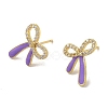 Bowknot Brass Stud Earrings EJEW-R162-09G-2