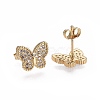 Brass Micro Pave Cubic Zirconia Stud Earrings EJEW-L224-30G-2