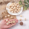 Fashewelry 90Pcs 9 Patterns Natural Theaceae Wood Beads WOOD-FW0001-05-5