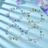 Natural Mixed Stone & Glass Beaded Stretch Bracelet with Flower Charms BJEW-JB10176-2