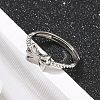 925 Sterling Silver Bowknot Adjustable Rings for Women RJEW-R008-02S-03-3