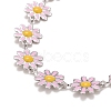 Enamel Daisy Link Chain Necklace NJEW-P220-01P-05-2