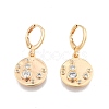 Clear Cubic Zirconia Flat Round Dangle Leverback Earrings EJEW-N012-83-2