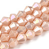 Opaque Solid Color Electroplate Glass Beads Strands EGLA-A039-P6mm-B06-1