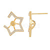 Brass Micro Pave Clear Cubic Zirconia Stud Earring Findings KK-S364-056-2