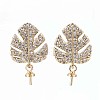 Brass Micro Pave Clear Cubic Zirconia Stud Earring Findings KK-Q764-033-1