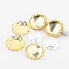 DIY Brass Cabochon Bezel Settings and Clear Glass Cabochons DIY-X0260-15mm-G-RS-1