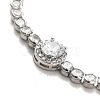 Clear Cubic Zirconia Flat Round Link Bracelet with Tennis Chains BJEW-C030-01P-2