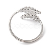 304 Stainless Steel Leaf Open Cuff Ring for Women RJEW-K245-40P-2