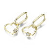 Brass Micro Pave Clear Cubic Zirconia Dangle Huggie Hoop Earrings EJEW-S201-222-NF-3