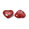 Flower Printed Opaque Acrylic Heart Beads SACR-S305-28-I04-3