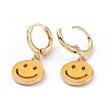 Hollow Out Smiling Face Enamel Hoop Earrings for Women EJEW-G304-01KCG-02-2